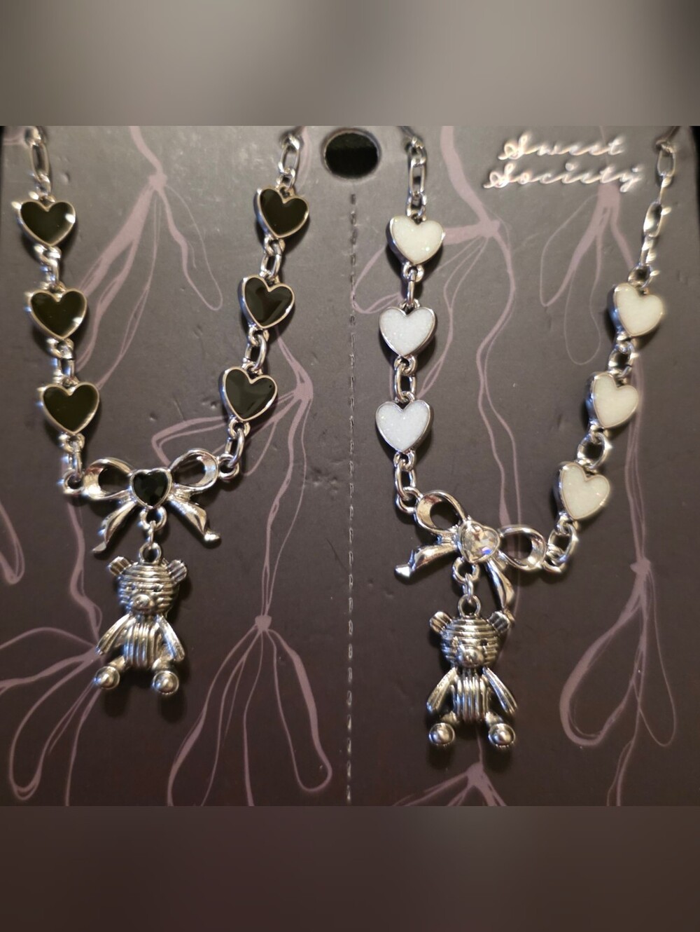 Teddybear Charm Heart Necklaces